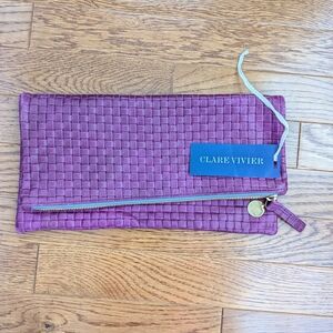 Clare Vivier Purple Woven Clutch
